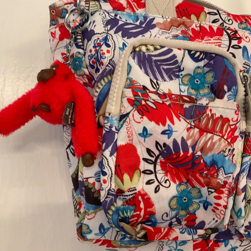 Kipling Floral Shoulder Multi Colored Large Bag Zoe Monkey - Picture 2 of 13